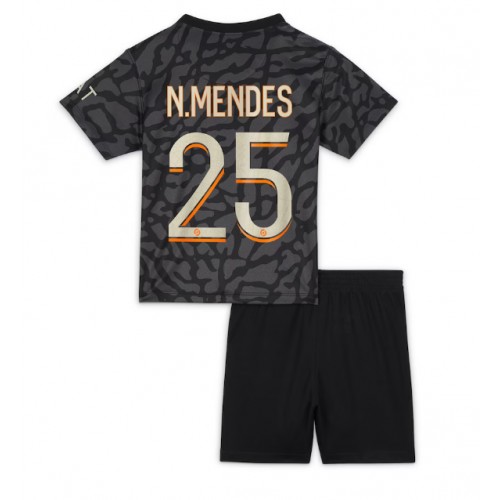 Dětský Fotbalový dres Paris Saint-Germain Nuno Mendes #25 2023-24 Třetí Krátký Rukáv (+ trenýrky)